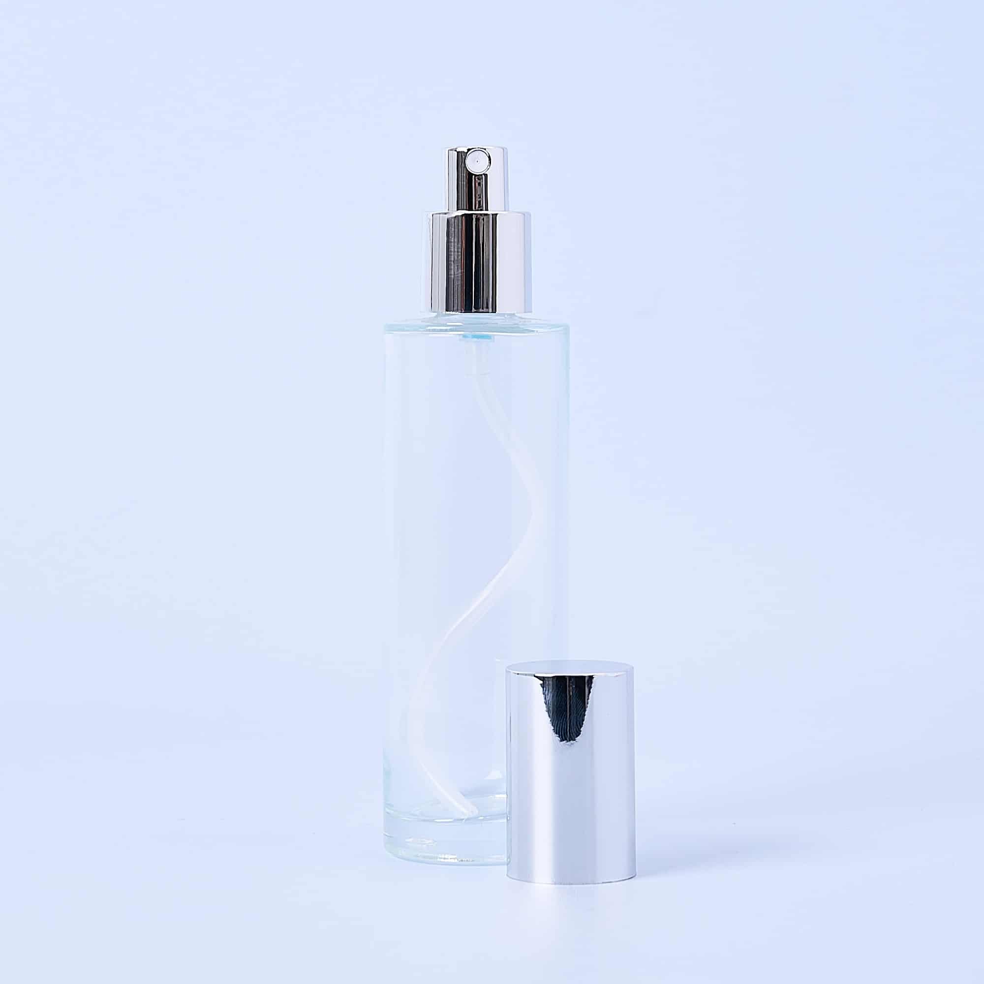 100ml Clear Glass Bottle With Silver Pump & Lid – Box of 10 - Image 3