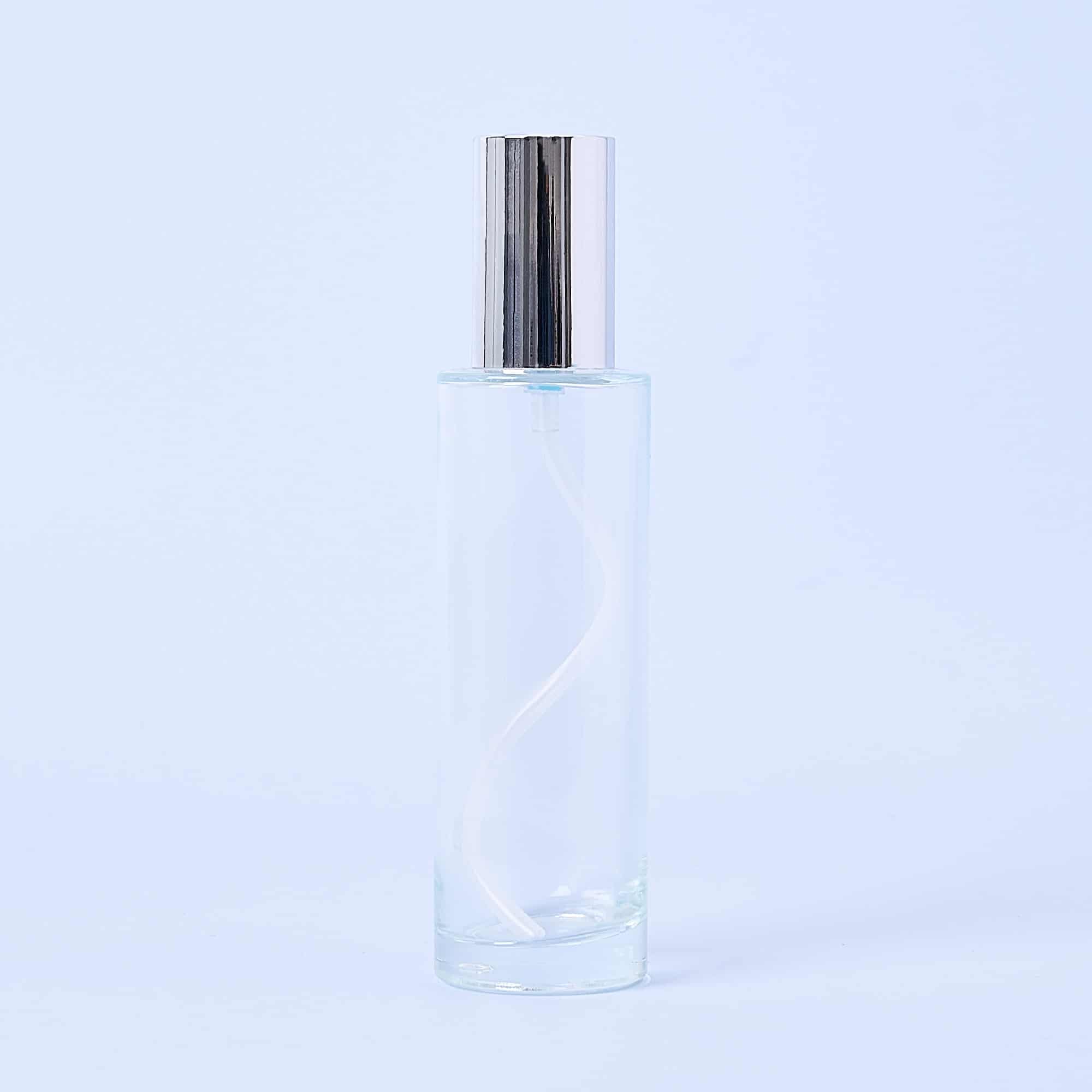 100ml Clear Glass Bottle With Silver Pump & Lid – Box of 10
