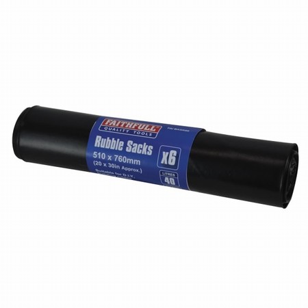 Faithfull Black Rubble Sacks (Roll of 6) - Image 2