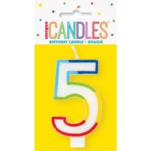 19945UN Rainbow Border Number 5 Birthday Candle