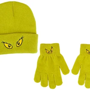 305004 Grinch Green Kids/Adults Hat and Gloves Set