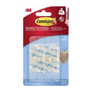 4362-CL 17006CLR Command Mini Clear Hooks with Clear Strips