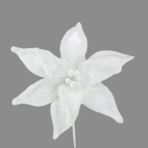 56709 Fur Edge Poinsettia Stem White