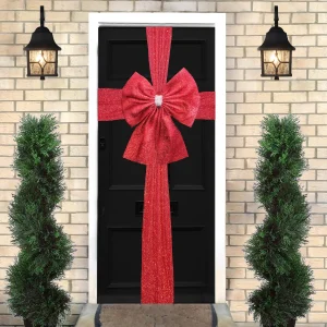 57952 Tinsel Fabric Door Bow Kit Red