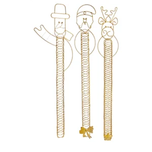 AC03119 79cm Gold Metal Wall Card Holder Choice of 3 Styles Santa-Snowman-Reindeer