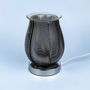 Wax Warmer Ribbed Glass Smoke Black