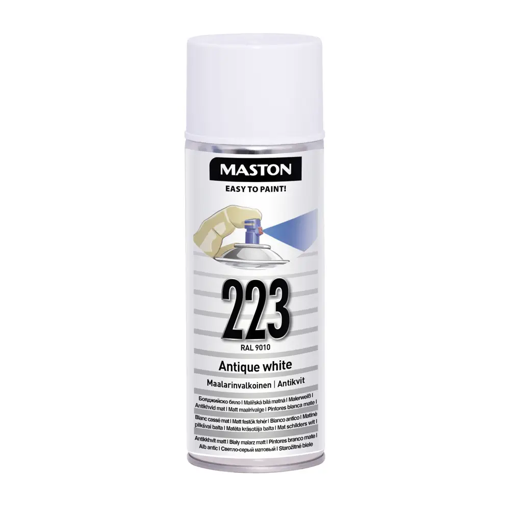 Maston Spray Paint 100-Series Gloss Pure White 223 400ml RAL9010 - Image 2