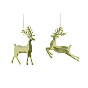 P031613 Festive 15cm Choice of 2 Electroplated Champagne Gold Deer