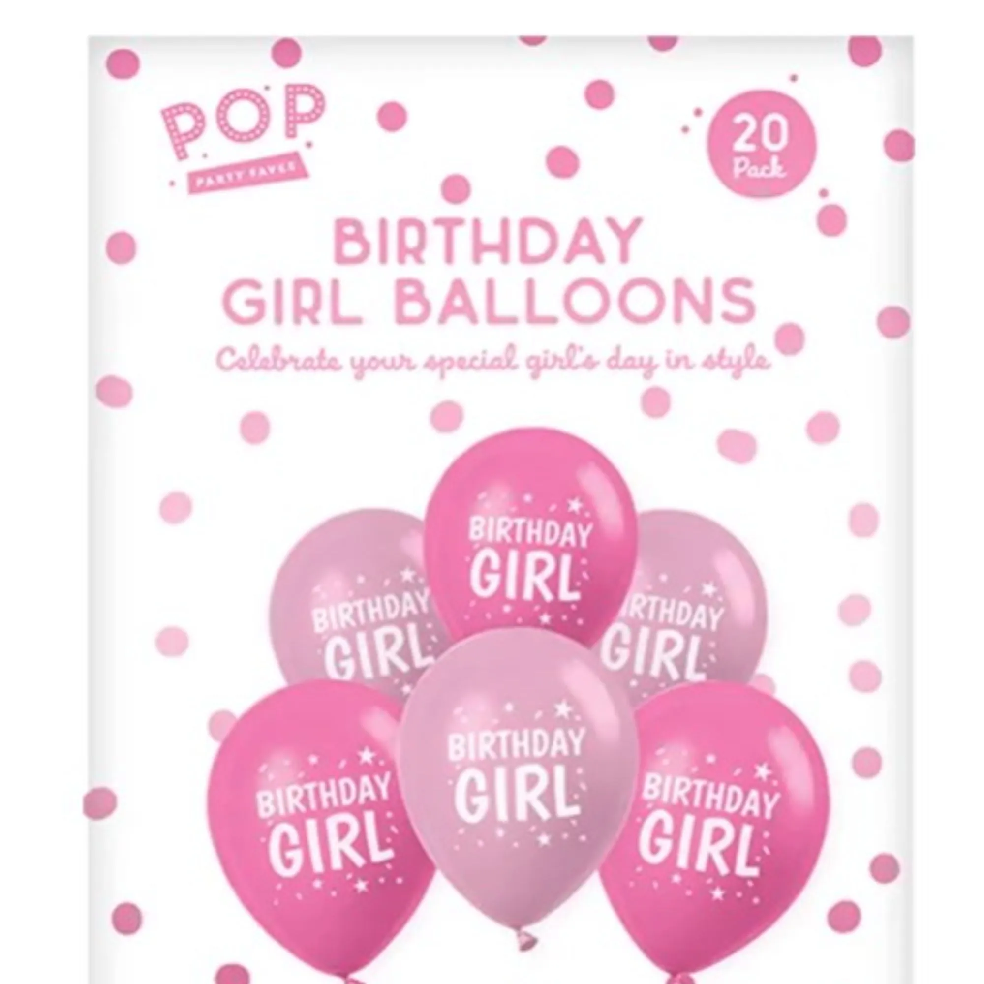PAR11572 Birthday Girl Balloons 20pk - Image 2