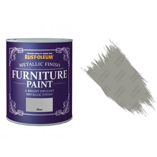 Rust-Oleum Silver Furniture Paint 125ml Shabby Chic Metallic - Image 2