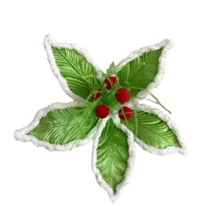 XMA9117 I Stole Christmas Poinsettia Pick – Lime Green/Red/White – 17cm
