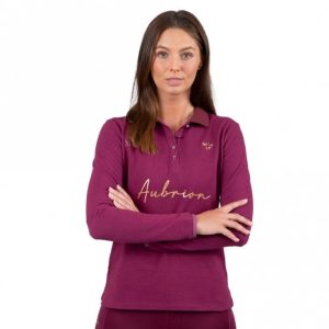 AUBRION TEAM LONG SLEEVE POLO MULBERRY